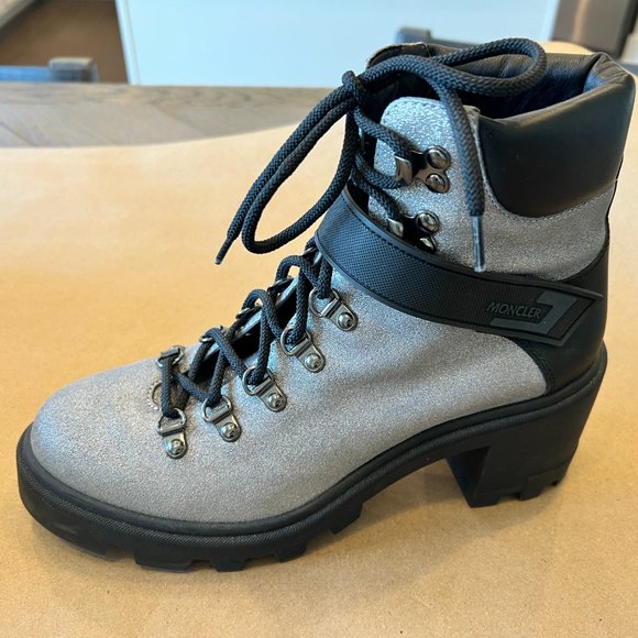 MONCLER Carol Leather Ankle Boots Size 40 - Picture 6 of 16